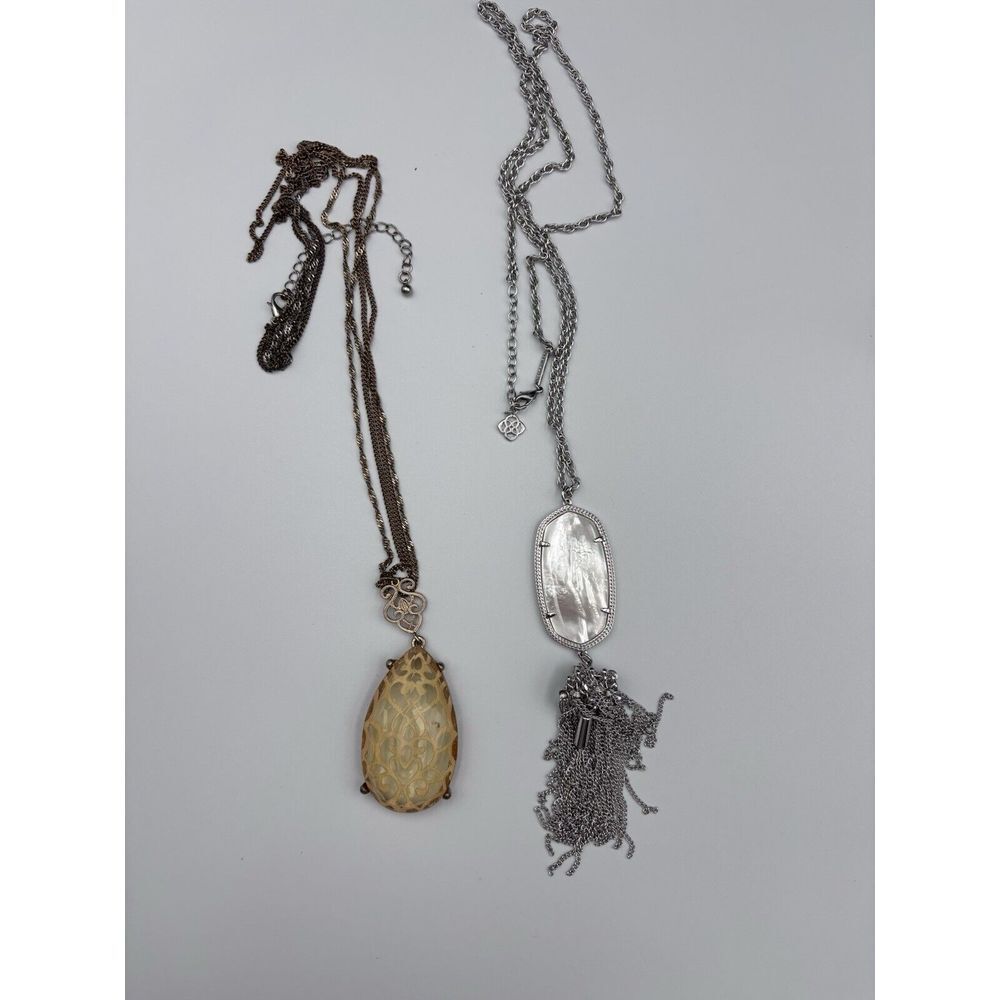 Kendra Scott, White Iridescent Pendant On Silver Chain. Gold One Thrown In Free.